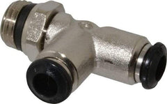 Alpha Technologies - 6mm Outside Diam, 1/4 Universal, Nickel Plated Brass Push-to-Connect Tube Male Swivel Run Tee - 250 Max psi, Tube to Universal Thread Connection, Buna O-Ring - Eagle Tool & Supply