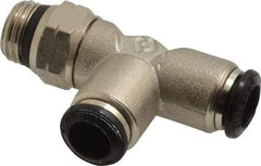 Alpha Technologies - 8mm Outside Diam, 1/4 Universal, Nickel Plated Brass Push-to-Connect Tube Male Swivel Run Tee - 250 Max psi, Tube to Universal Thread Connection, Buna O-Ring - Eagle Tool & Supply