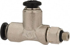 Alpha Technologies - 4mm Outside Diam, M5 Metric, Nickel Plated Brass Push-to-Connect Tube Male Swivel Run Tee - 250 Max psi, Tube to Metric Thread Connection, Buna O-Ring - Eagle Tool & Supply