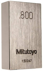 Mitutoyo - 0.8" Rectangular Steel Gage Block - Accuracy Grade 0, Includes Certificate of Inspection - Eagle Tool & Supply