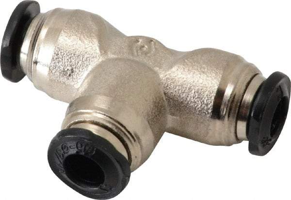 Alpha Technologies - 5mm Outside Diam, Nickel Plated Brass Push-to-Connect Tube Union Tee - 250 Max psi, Tube to Tube Connection, Buna O-Ring - Eagle Tool & Supply