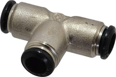 Alpha Technologies - 8mm Outside Diam, Nickel Plated Brass Push-to-Connect Tube Union Tee - 250 Max psi, Tube to Tube Connection, Buna O-Ring - Eagle Tool & Supply