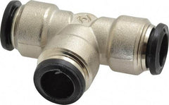 Alpha Technologies - 12mm Outside Diam, Nickel Plated Brass Push-to-Connect Tube Union Tee - 250 Max psi, Tube to Tube Connection, Buna O-Ring - Eagle Tool & Supply