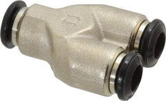 Alpha Technologies - 6mm Outside Diam, Nickel Plated Brass Push-to-Connect Tube Union Y - 250 Max psi, Tube to Tube Connection, Buna O-Ring - Eagle Tool & Supply