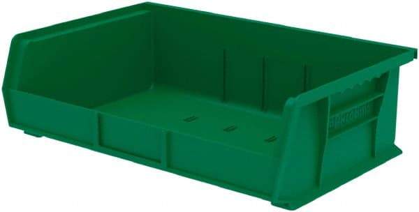 Akro-Mils - 60 Lb. Load Capacity, 10-7/8" Deep, Green Polymer Hopper Stacking Bin - 5" High x 16-1/2" Wide x 10-7/8" Long - Eagle Tool & Supply