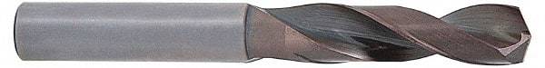 Accupro - #16 140° Solid Carbide Jobber Drill - AlTiN Finish, Right Hand Cut, Spiral Flute, Straight Shank, 2-1/2" OAL, Notched Point - Eagle Tool & Supply