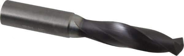 Accupro - 13mm 140° Solid Carbide Jobber Drill - AlTiN Finish, Right Hand Cut, Spiral Flute, Straight Shank, 100mm OAL, Notched Point - Eagle Tool & Supply