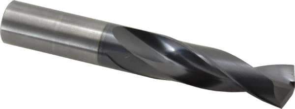 Accupro - 3/4" 140° Solid Carbide Jobber Drill - AlTiN Finish, Right Hand Cut, Spiral Flute, Straight Shank, 5" OAL, Notched Point - Eagle Tool & Supply