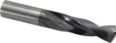 Accupro - 3/4" 140° Solid Carbide Jobber Drill - AlTiN Finish, Right Hand Cut, Spiral Flute, Straight Shank, 5" OAL, Notched Point - Eagle Tool & Supply