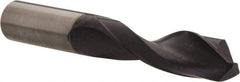 Accupro - 9/16" 140° Solid Carbide Jobber Drill - AlTiN Finish, Right Hand Cut, Spiral Flute, Straight Shank, 4" OAL, Notched Point - Eagle Tool & Supply