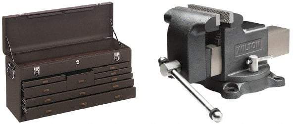 Kennedy - 1 Compartment 8 Drawer Tool Chest - 26-3/4" Wide x 8-1/2" Deep x 13-5/8" High, Steel, Brown - Eagle Tool & Supply