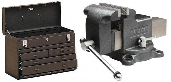 Kennedy - 1 Compartment 7 Drawer Tool Chest - 20-1/8" Wide x 8-1/2" Deep x 13-5/8" High, Steel, Brown - Eagle Tool & Supply