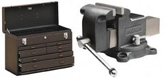 Kennedy - 1 Compartment 7 Drawer Tool Chest - 20-1/8" Wide x 8-1/2" Deep x 13-5/8" High, Steel, Brown - Eagle Tool & Supply