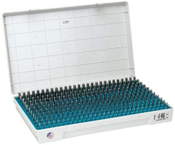 Meyer Gage - 310 Piece, 1.52-7.7 mm Diameter Plug and Pin Gage Set - Plus 0.0001 Inch Tolerance, Class Z - Eagle Tool & Supply