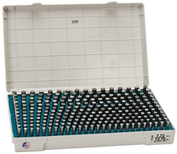 Meyer Gage - 250 Piece, 7.72-12.7 mm Diameter Plug and Pin Gage Set - Plus 0.0001 Inch Tolerance, Class Z - Eagle Tool & Supply