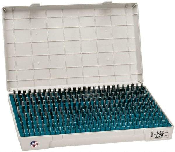 Meyer Gage - 310 Piece, 1.52-7.7 mm Diameter Plug and Pin Gage Set - Minus 0.0001 Inch Tolerance, Class Z - Eagle Tool & Supply
