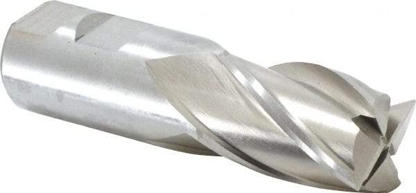 Interstate - 1-1/4", 2" LOC, 1-1/4" Shank Diam, 4-1/2" OAL, 4 Flute, High Speed Steel Square End Mill - Single End, Uncoated, Spiral Flute, 30° Helix, Right Hand Cut, Right Hand Flute - Eagle Tool & Supply