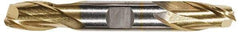 Hertel - 1/8", 3/16" LOC, 3/8" Shank Diam, 2-3/4" OAL, 2 Flute, High Speed Steel Square End Mill - Double End, TiN Finish, Spiral Flute, 30° Helix, Centercutting, Right Hand Cut, Right Hand Flute - Eagle Tool & Supply