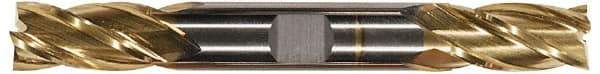 Hertel - 1/8", 3/16" LOC, 3/8" Shank Diam, 2-3/4" OAL, 4 Flute, High Speed Steel Square End Mill - Double End, TiN Finish, Spiral Flute, 30° Helix, Right Hand Cut, Right Hand Flute - Eagle Tool & Supply
