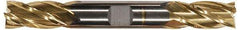 Interstate - 13/16", 1-7/8" LOC, 7/8" Shank Diam, 5-1/2" OAL, 4 Flute, High Speed Steel Square End Mill - Double End, TiN Finish, Spiral Flute, 30° Helix, Centercutting, Right Hand Cut, Right Hand Flute - Eagle Tool & Supply