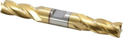 Interstate - 11/16", 1-5/8" LOC, 3/4" Shank Diam, 5-5/8" OAL, 4 Flute, High Speed Steel Square End Mill - Double End, TiN Finish, Spiral Flute, 30° Helix, Centercutting, Right Hand Cut, Right Hand Flute - Eagle Tool & Supply