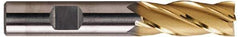 Interstate - 1-1/4", 2" LOC, 1" Shank Diam, 4-1/2" OAL, 6 Flute, High Speed Steel Square End Mill - Single End, TiN Finish, Spiral Flute, 30° Helix, Right Hand Cut, Right Hand Flute - Eagle Tool & Supply