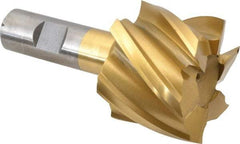 Interstate - 2", 1-1/2" LOC, 3/4" Shank Diam, 3-7/8" OAL, 6 Flute, High Speed Steel Square End Mill - Single End, TiN Finish, Spiral Flute, 30° Helix, Right Hand Cut, Right Hand Flute - Eagle Tool & Supply