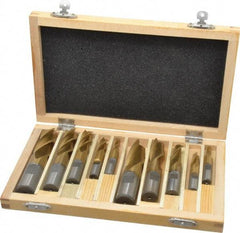 Interstate - 1/4 to 3/4", 2, 4 Flute Square End Mill Set - TiN Coating, High Speed Steel, Single End, Centercutting - Eagle Tool & Supply