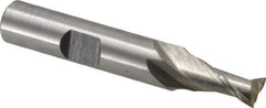 Interstate - 7mm, 9/16" LOC, 3/8" Shank Diam, 2-5/16" OAL, 2 Flute, High Speed Steel Square End Mill - Single End, Uncoated, Spiral Flute, Centercutting, Right Hand Cut, Right Hand Flute - Eagle Tool & Supply