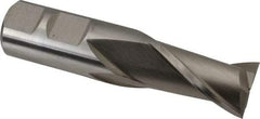 Interstate - 22mm, 1-1/2" LOC, 7/8" Shank Diam, 3-3/4" OAL, 2 Flute, High Speed Steel Square End Mill - Single End, Uncoated, Spiral Flute, Centercutting, Right Hand Cut, Right Hand Flute - Eagle Tool & Supply