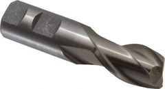 Interstate - 25mm, 1-5/8" LOC, 1" Shank Diam, 4-1/8" OAL, 2 Flute, High Speed Steel Square End Mill - Single End, Uncoated, Spiral Flute, Centercutting, Right Hand Cut, Right Hand Flute - Eagle Tool & Supply