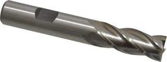 Interstate - 13mm, 1-1/4" LOC, 1/2" Shank Diam, 3-1/4" OAL, 4 Flute, High Speed Steel Square End Mill - Single End, Uncoated, Spiral Flute, Centercutting, Right Hand Cut, Right Hand Flute - Eagle Tool & Supply