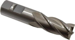 Interstate - 22mm, 1-7/8" LOC, 7/8" Shank Diam, 4-1/8" OAL, 4 Flute, High Speed Steel Square End Mill - Single End, Uncoated, Spiral Flute, Centercutting, Right Hand Cut, Right Hand Flute - Eagle Tool & Supply