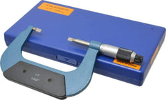 Value Collection - 2" to 3" Mechanical Enamel Coated Blade Micrometer - 0.0001" Graduation, 0.75mm Blade Thickness, Ratchet-Friction Thimble - Eagle Tool & Supply