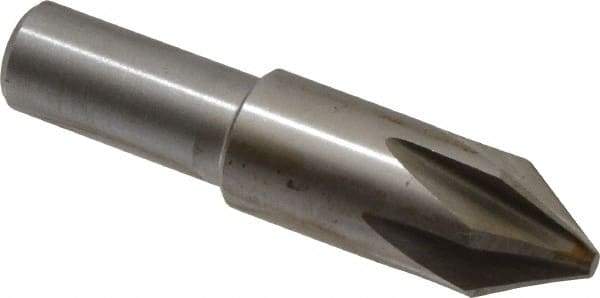 Interstate - 5/8" Head Diam, 1/2" Shank Diam, 6 Flute 60° Cobalt Countersink - Bright Finish, 2-3/4" OAL, Single End, Straight Shank, Right Hand Cut - Eagle Tool & Supply