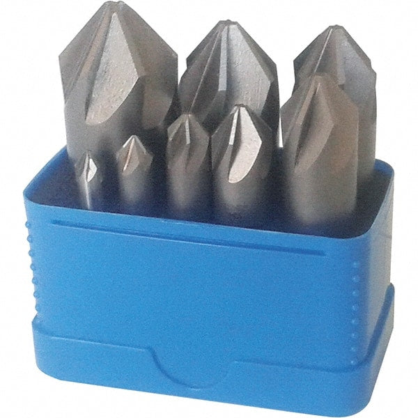 Interstate - 8 Piece, 1/4 to 1" Head Diam, 90° Included Angle, Single End Countersink Set - Eagle Tool & Supply