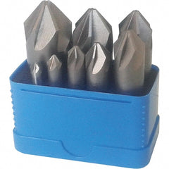 Interstate - 8 Piece, 1/4 to 1" Head Diam, 60° Included Angle, Single End Countersink Set - Eagle Tool & Supply