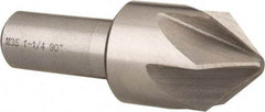 Interstate - 1-1/4" Head Diam, 3/4" Shank Diam, 6 Flute 90° Cobalt Countersink - Bright Finish, 3-3/8" OAL, Single End, Straight Shank, Right Hand Cut - Eagle Tool & Supply