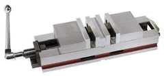 Interstate - 6-1/4" Jaw Width, 4" Jaw Opening Capacity, Horizontal Stationary Machine Vise - Manual Operation, 6,600 Lb Capacity, 2 Stations, 28-3/4" Long x 200mm High x 2" Deep, 2" Jaw Height, Cast Iron - Eagle Tool & Supply