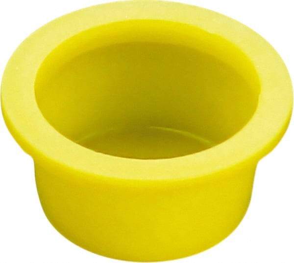 Caplugs - 2.92" ID, Round Head, Tapered Cap/Plug with Flange - 1-1/8" Long, Low-Density Polyethylene, Yellow - Eagle Tool & Supply