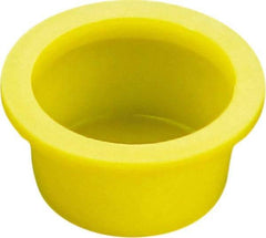 Caplugs - 3.71" ID, Round Head, Tapered Cap/Plug with Flange - 4.34" OD, 7/8" Long, Low-Density Polyethylene, Yellow - Eagle Tool & Supply