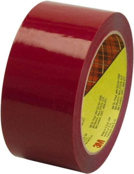 3M - 2" x 55 Yd Red Rubber Adhesive Sealing Tape - Polypropylene Film Backing, 2.5 mil Thick, 60 Lb Tensile Strength, Series 373 - Eagle Tool & Supply