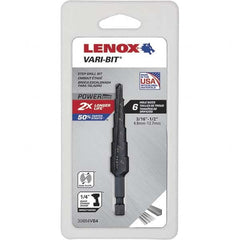 Lenox - 6 Hole Sizes, 3/16 to 1/2" Hole Diam High Speed Steel Split Point Step Drill Bit - Eagle Tool & Supply