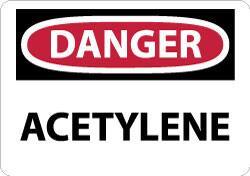 NMC - "Danger - Acetylene", 10" Long x 14" Wide, Pressure-Sensitive Vinyl Safety Sign - Rectangle, 0.004" Thick, Use for Hazardous Materials - Eagle Tool & Supply