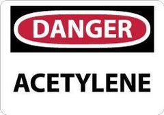 NMC - "Danger - Acetylene", 10" Long x 14" Wide, Pressure-Sensitive Vinyl Safety Sign - Rectangle, 0.004" Thick, Use for Hazardous Materials - Eagle Tool & Supply