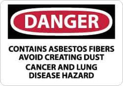 NMC - "Danger - Contains Asbestos Fibers - Avoid Creating Dust - Cancer and Lung Disease Hazard", 10" Long x 14" Wide, Pressure-Sensitive Vinyl Safety Sign - Rectangle, 0.004" Thick, Use for Hazardous Materials - Eagle Tool & Supply