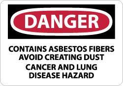 NMC - "Danger - Contains Asbestos Fibers - Avoid Creating Dust - Cancer and Lung Disease Hazard", 10" Long x 14" Wide, Aluminum Safety Sign - Rectangle, 0.04" Thick, Use for Hazardous Materials - Eagle Tool & Supply