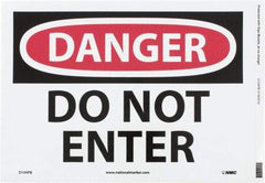 NMC - "Danger - Do Not Enter", 10" Long x 14" Wide, Pressure-Sensitive Vinyl Safety Sign - Rectangle, 0.004" Thick, Use for Security & Admittance - Eagle Tool & Supply