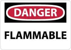 NMC - Danger - Flammable, Pressure Sensitive Vinyl Fire Sign - 14" Wide x 10" High - Eagle Tool & Supply