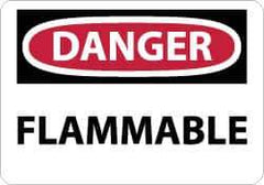 NMC - Danger - Flammable, Pressure Sensitive Vinyl Fire Sign - 14" Wide x 10" High - Eagle Tool & Supply